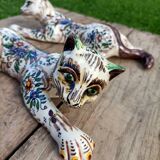 Zoomorphic Bouquetieres Hand-painted Desvres Cats