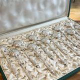 Set of 12 small silver-plated metal spoons