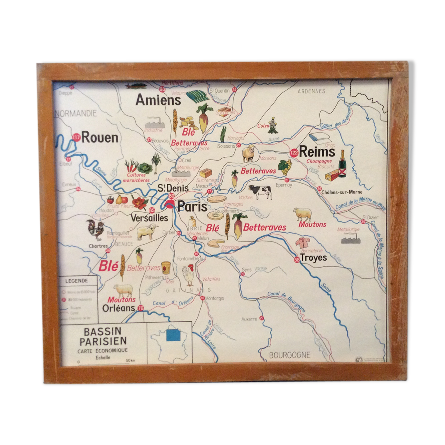 School poster Paris Basin / Normandy two-sided 1960