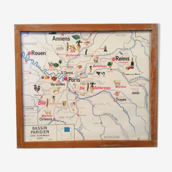 School poster Paris Basin / Normandy two-sided 1960