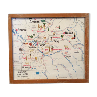 School poster Paris Basin / Normandy two-sided 1960