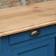 Vintage deep blue Parisian sideboard & natural wood top
