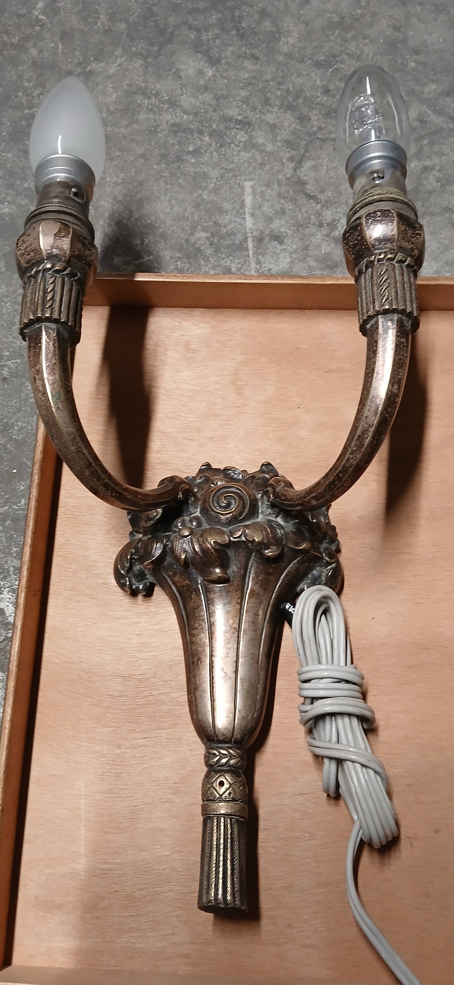 Pair of silvered bronze wall sconces 1900