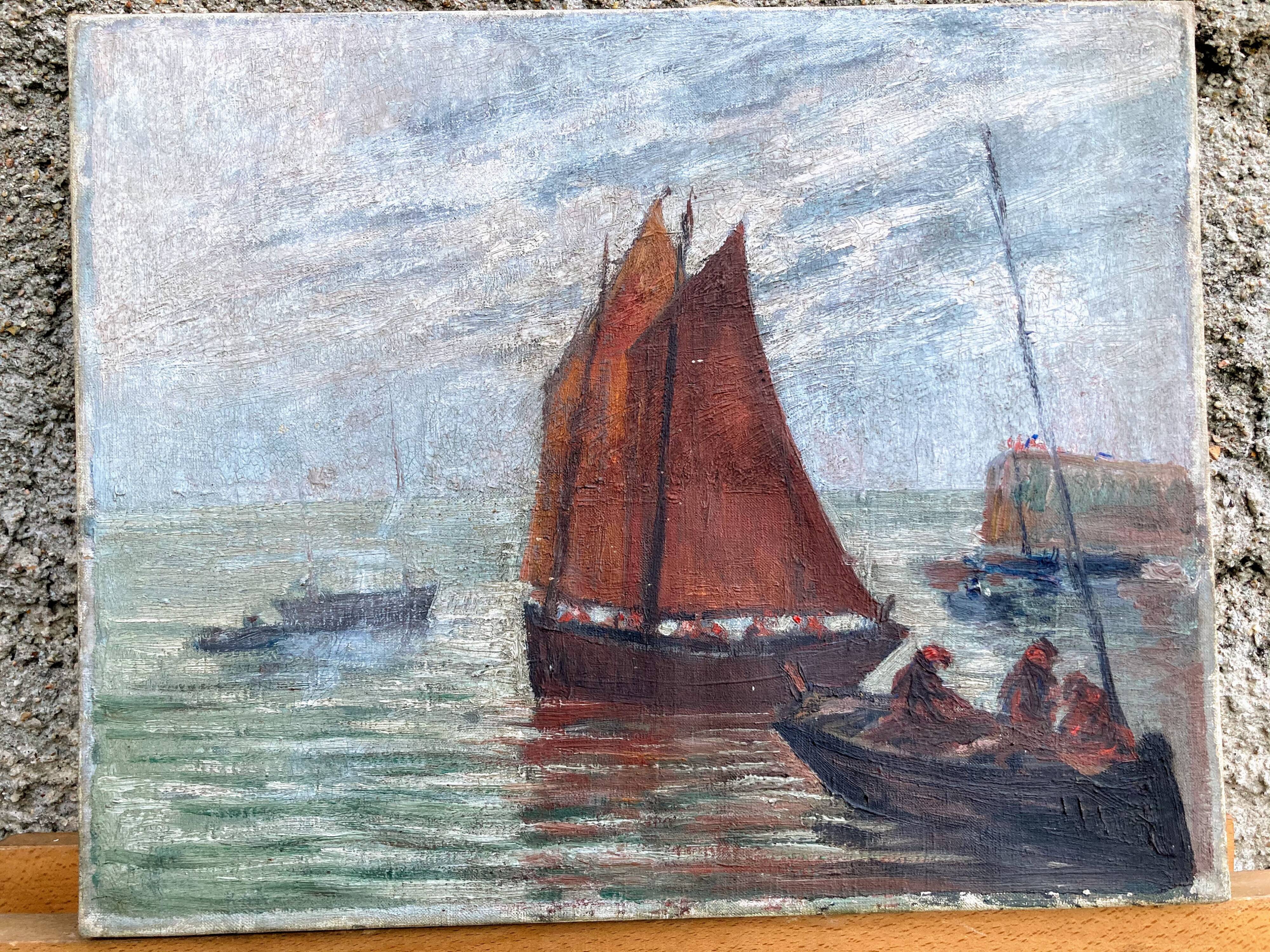 Marine table boat sea oil on canvas