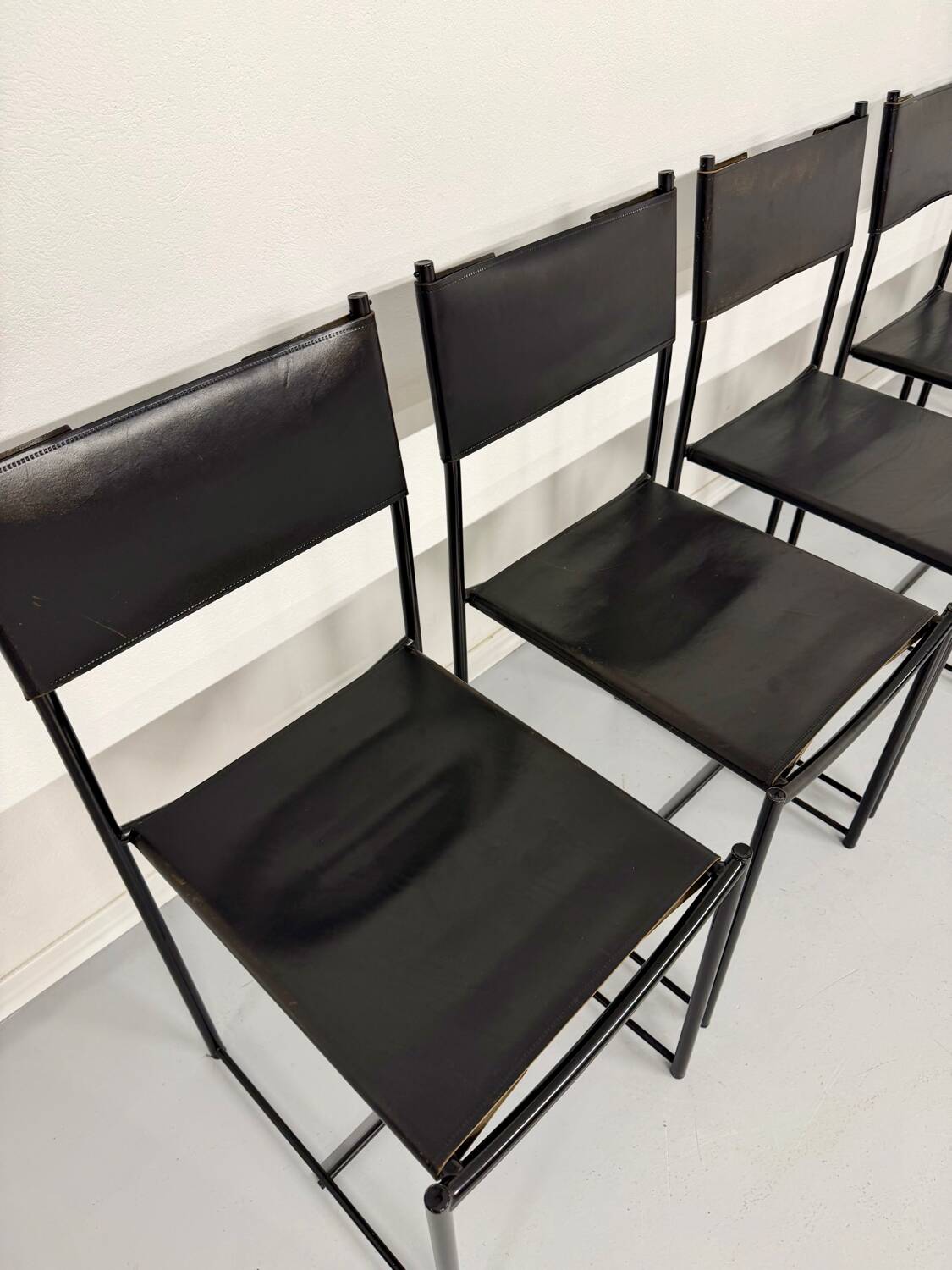 6 chaises en cuir « 101 » design italien Belotti Alias 1980 vintage