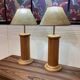 Paire de grandes lampes pin et osier "design scandinave".
