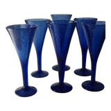 Set of 6 flutes in champagne biot 1970