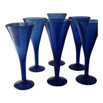 Set of 6 flutes in champagne biot 1970