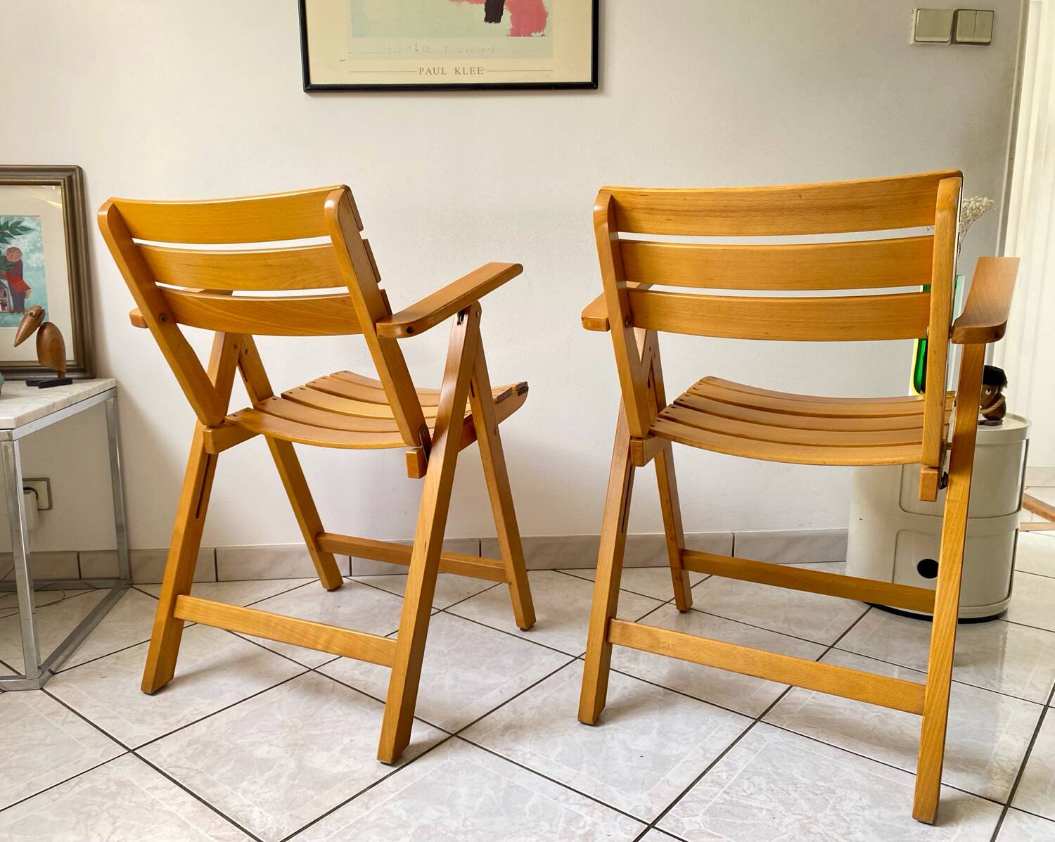 Pair of Clairitex France vintage garden armchairs from the 70s, solid wood