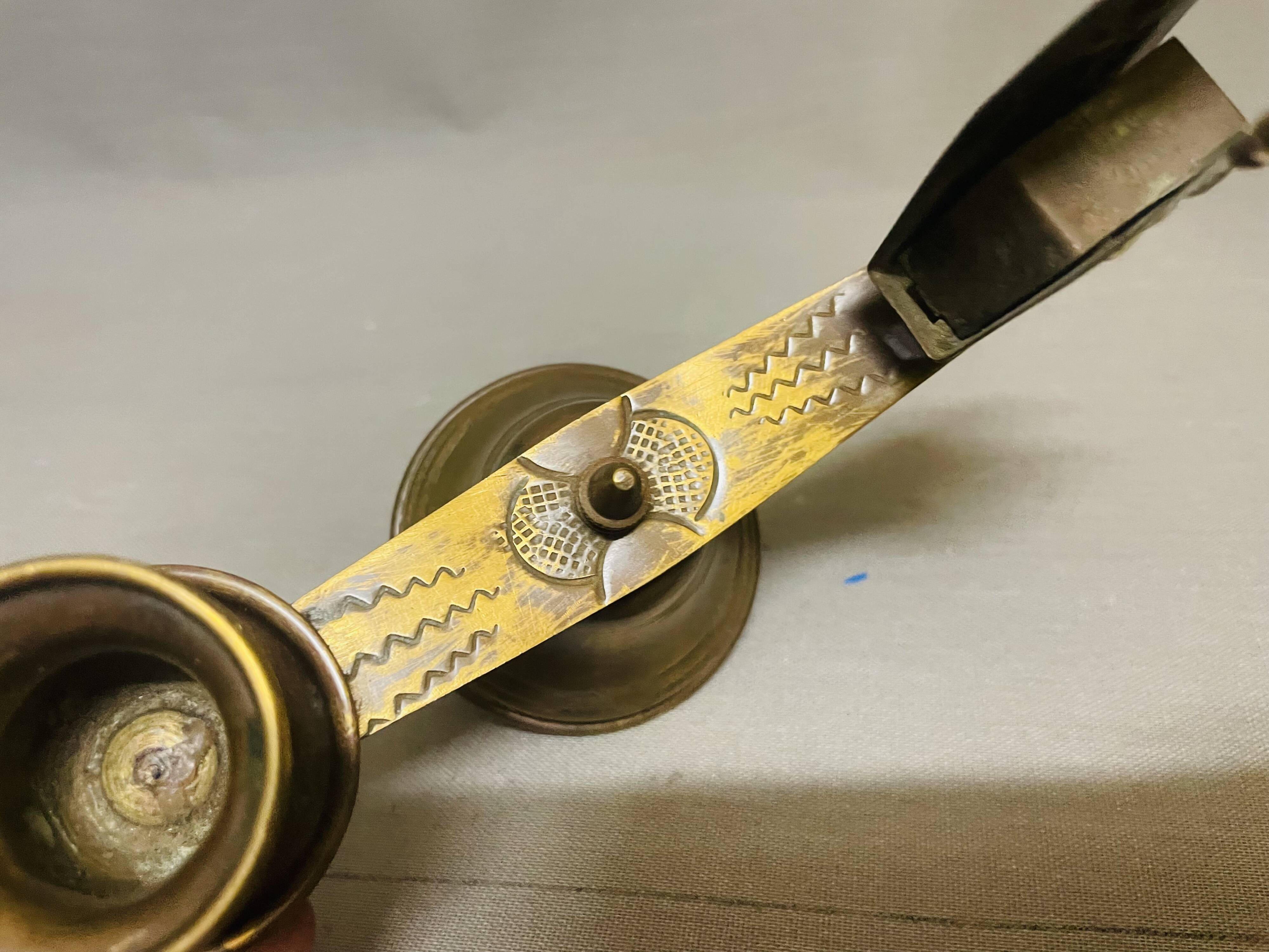 Church brass candle holder with matchbox