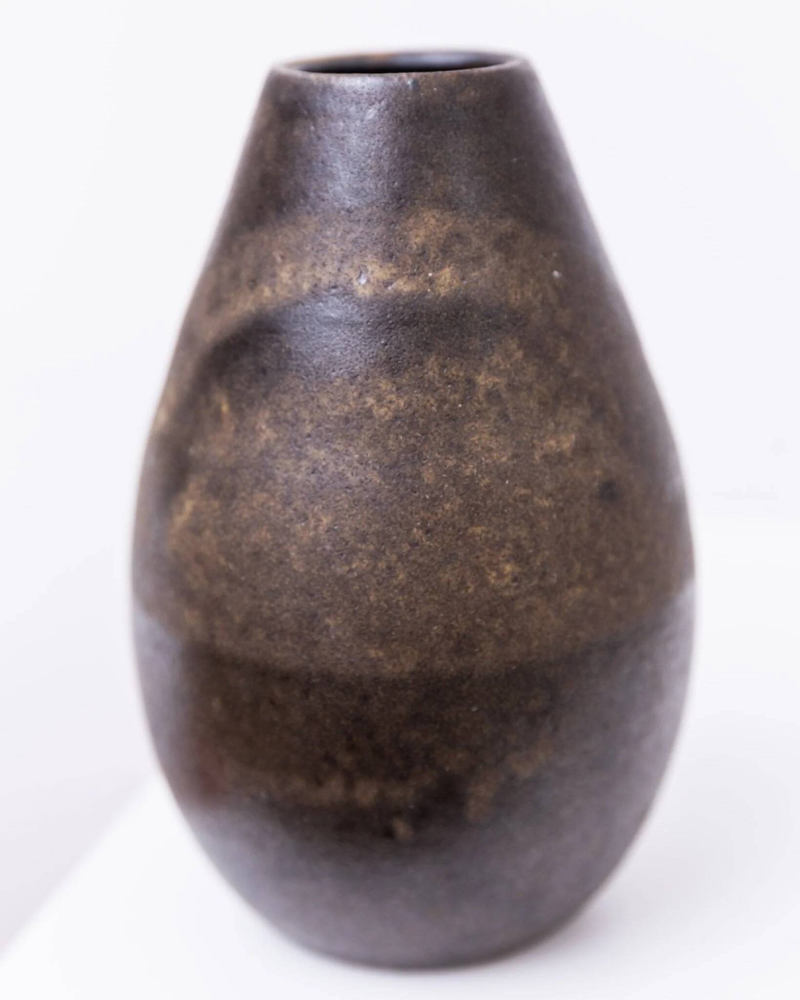 Dark brown ceramic Studio Keramik vase by Elisabeth Dunker, organic mid-century 1960s