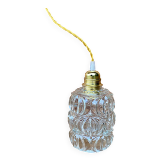 Vintage structured glass globe pendant light