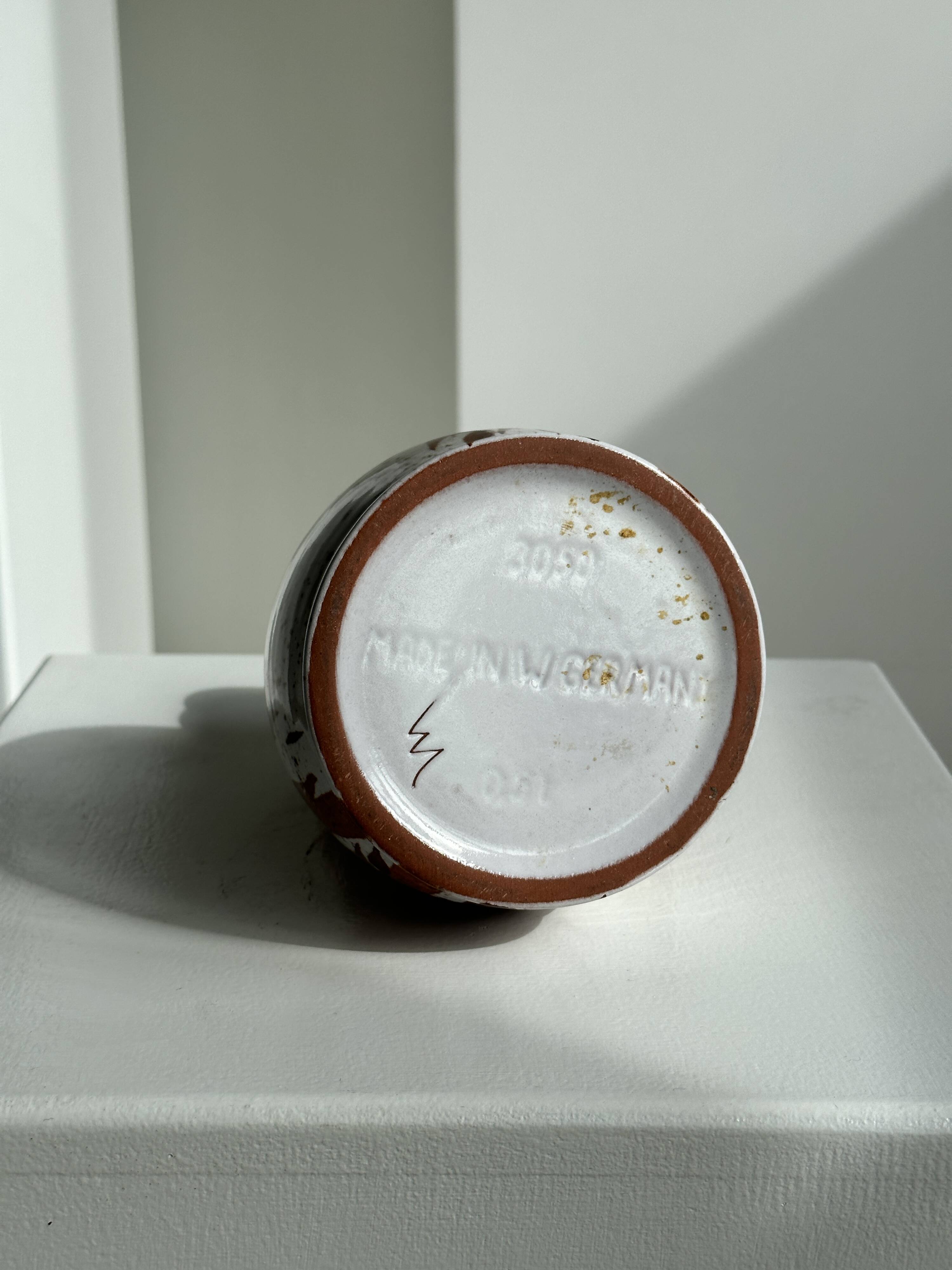 Small white and brown vase or pitcher West Germany H:15cm D:10.5cm