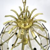 Lustre en laiton et verre fumé, années 1970