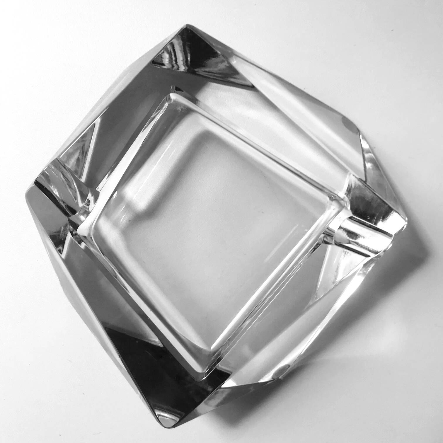 Cendrier Asymétrique Vintage • Cristal • 1970-80