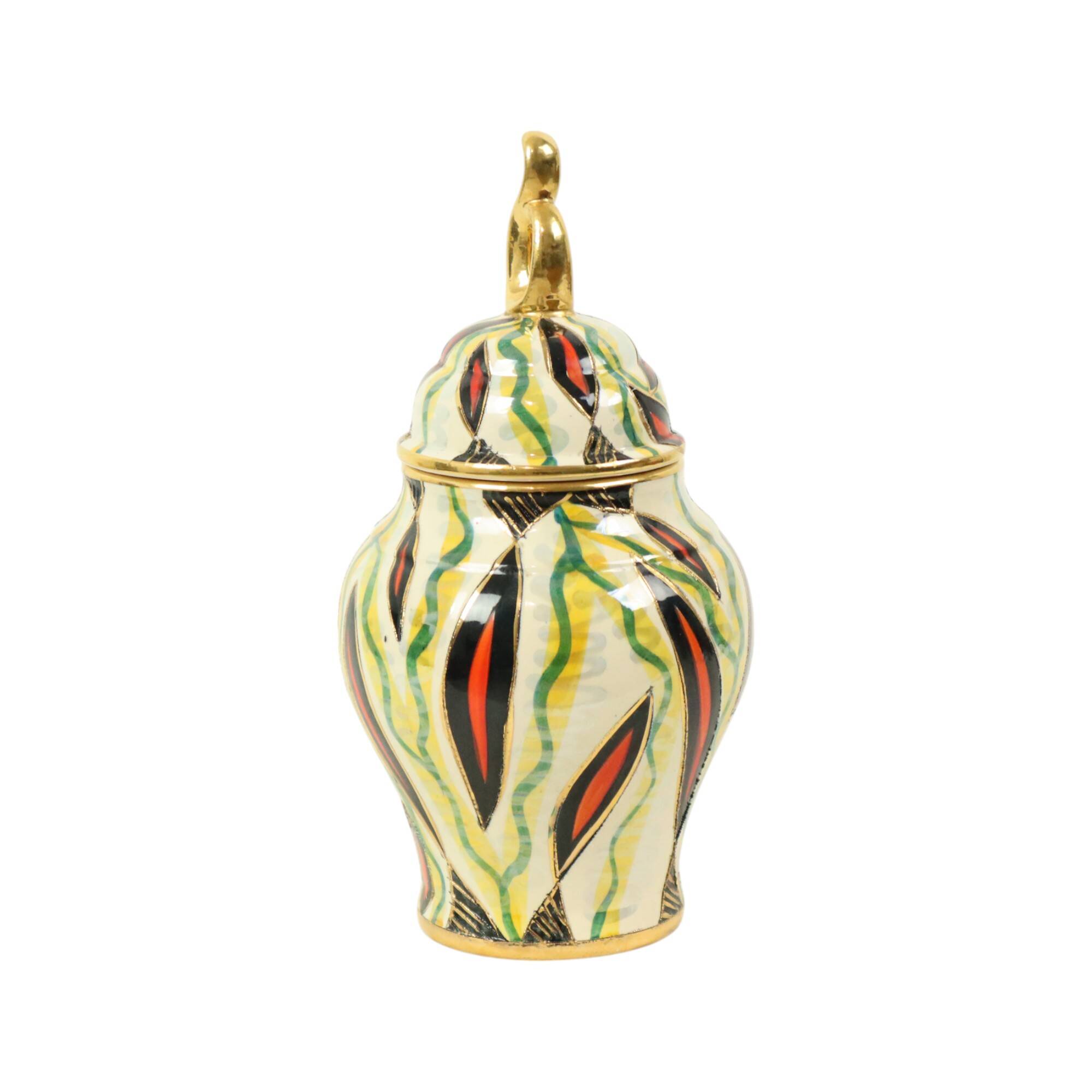 Fifties Lidded Vase H. Bequet Jupiter Hand Painted Ceramics