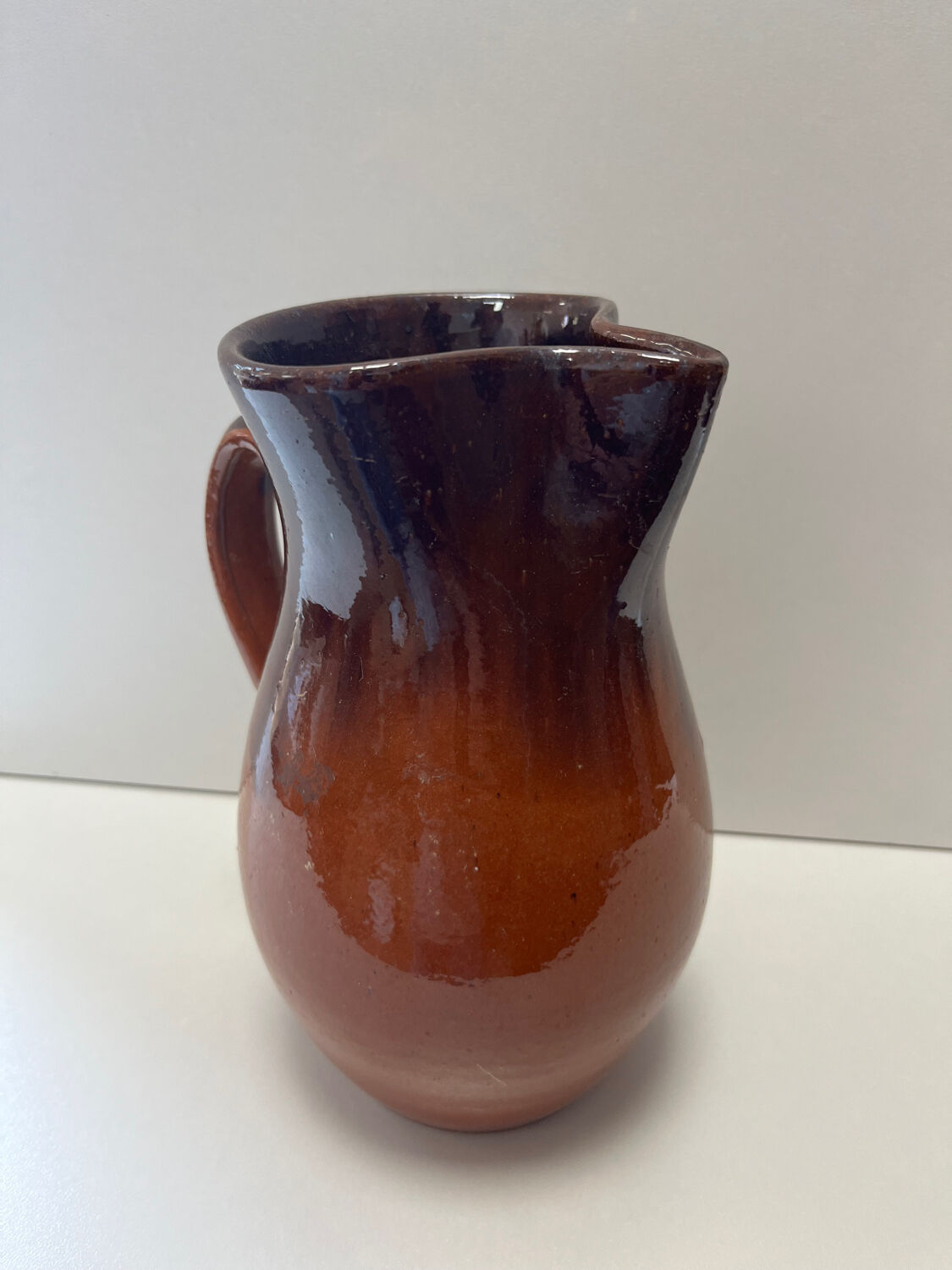 SALERNES enamelled terracotta pot and pitcher 1950