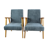 Paire de fauteuils en velours gris, années 1970