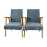 Set of 2 grey velvet armchairs, 1970s