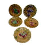Lot of 5 plates in barbotine sarreguemines decor fruits