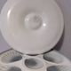 8 white/grey-blue shell/oyster plates, Moulin des Loups Orchies, France