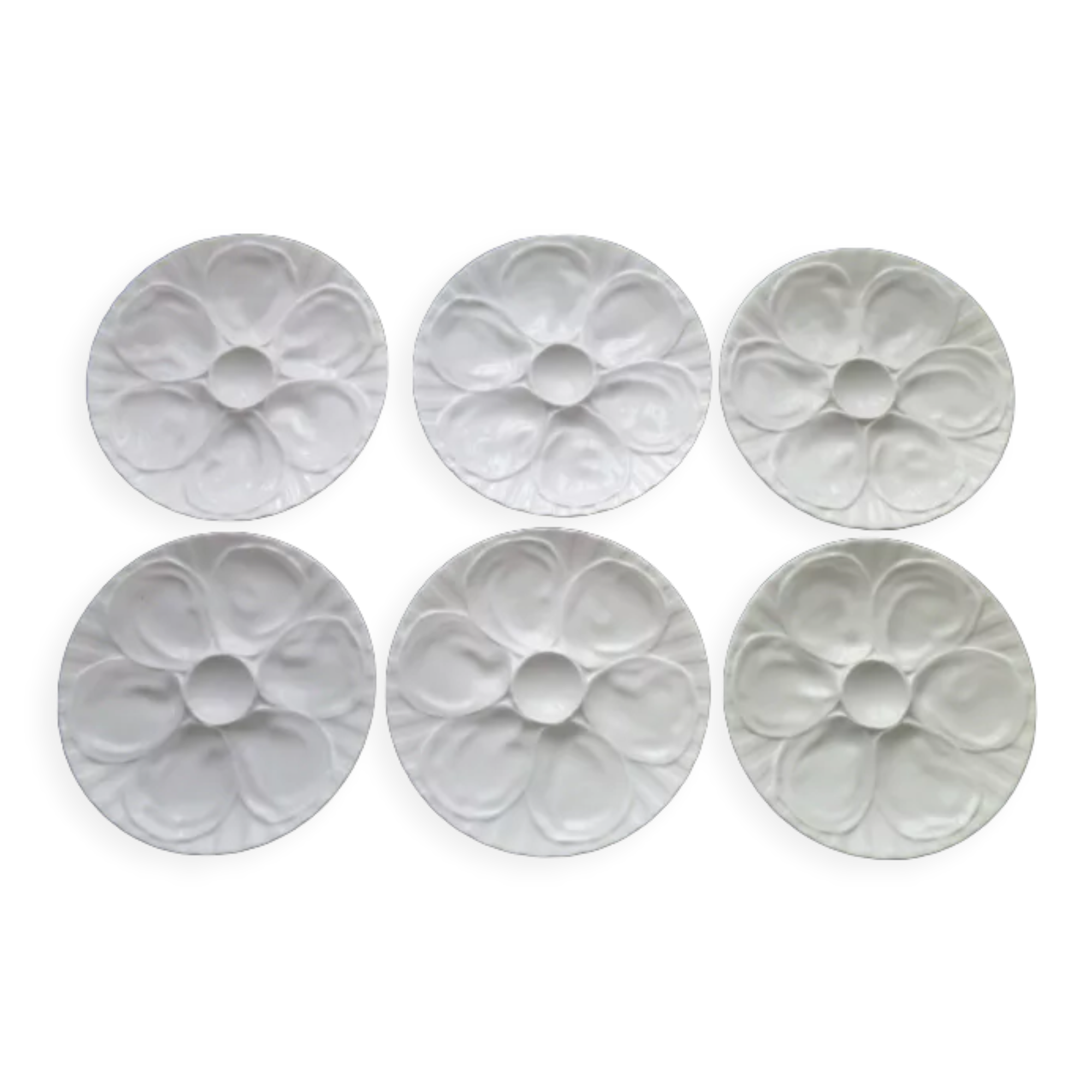Set of 6 oyster plates in Pillivuyt porcelain