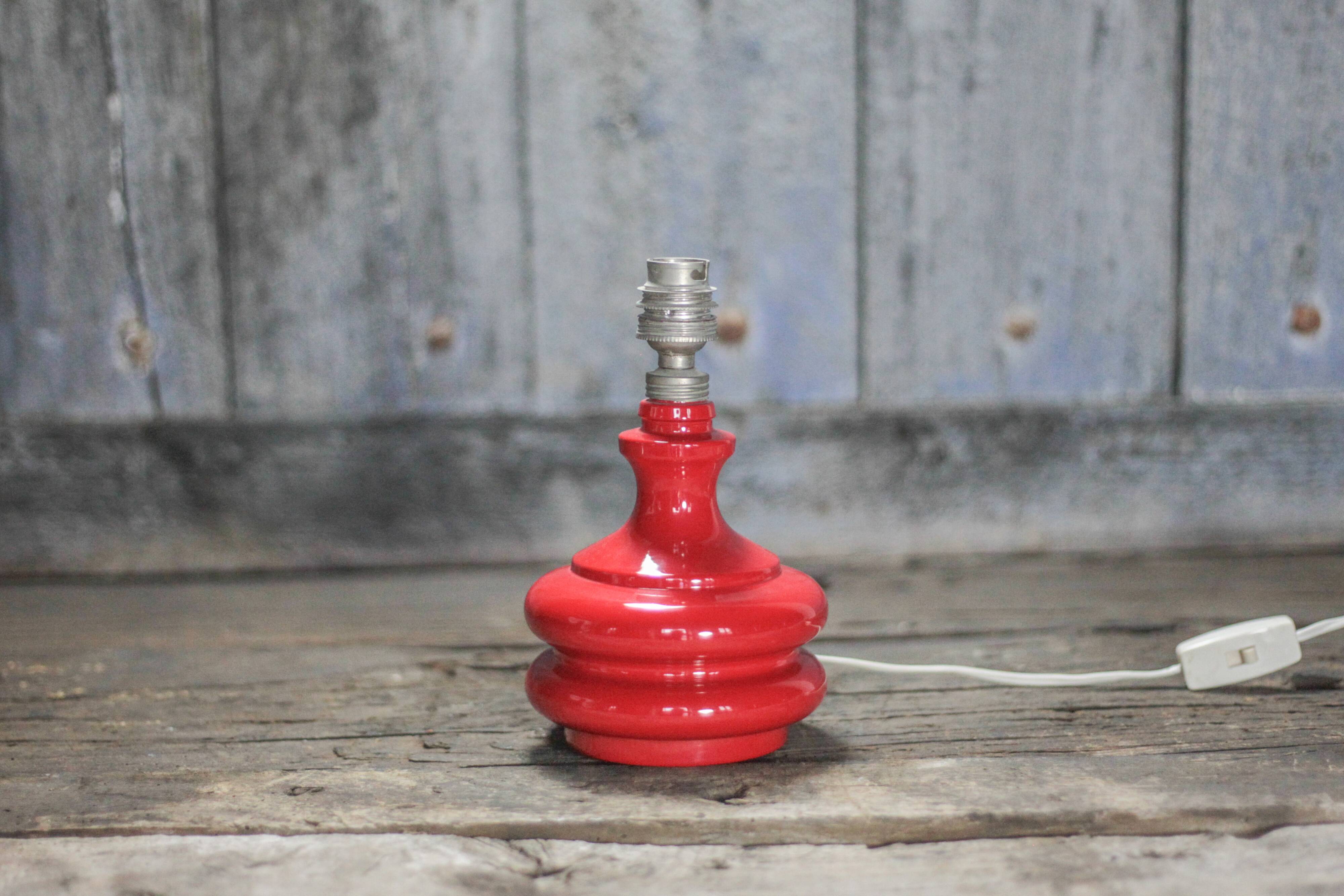 Vintage red glass lamp, table lamp, bedside lamp.