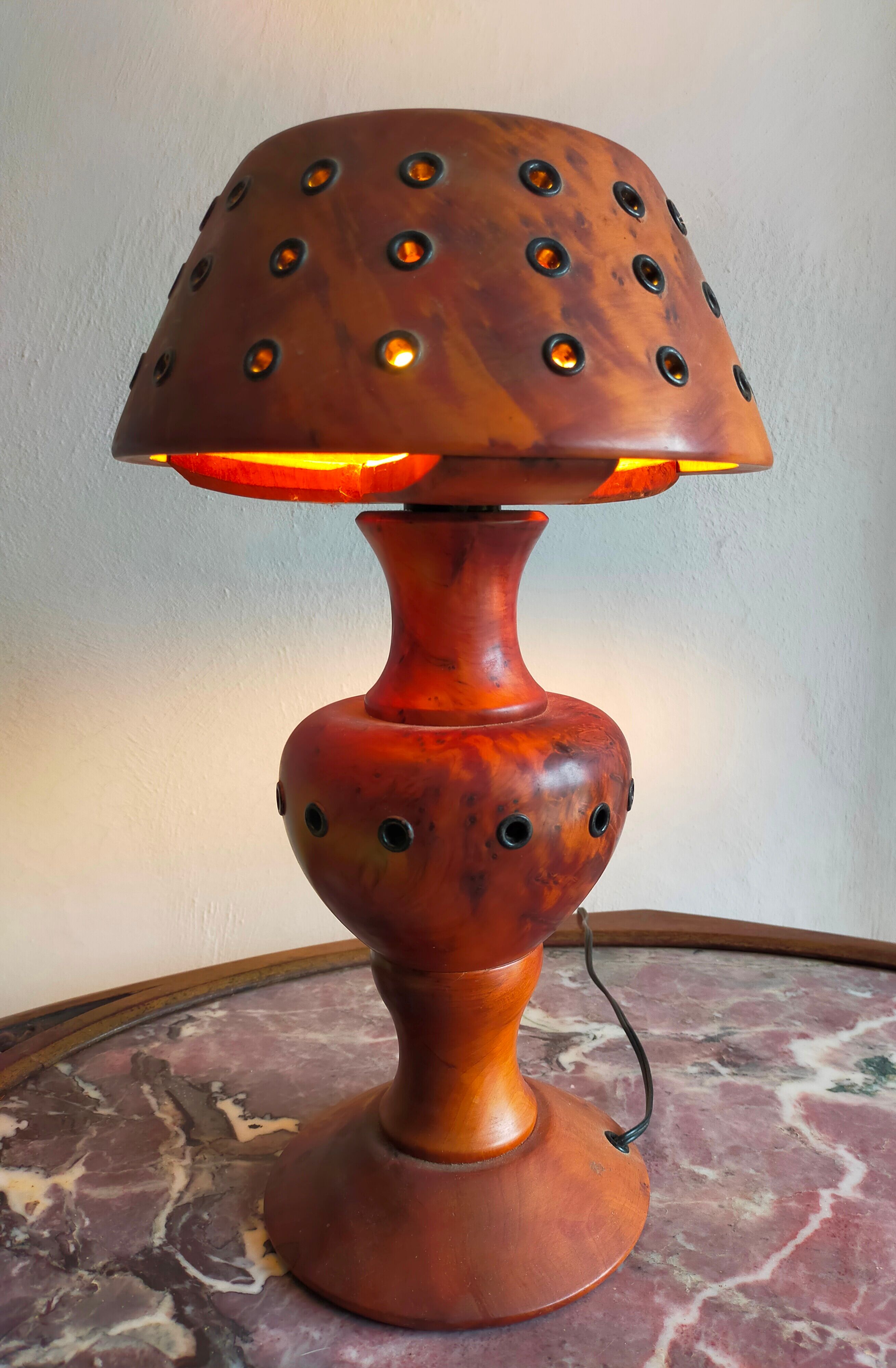 Olive wood lamp