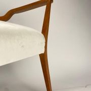 Set of Mid-Century Organic Armchairs in Velvet and Wood in the style of Gio Ponti Style, 1950s