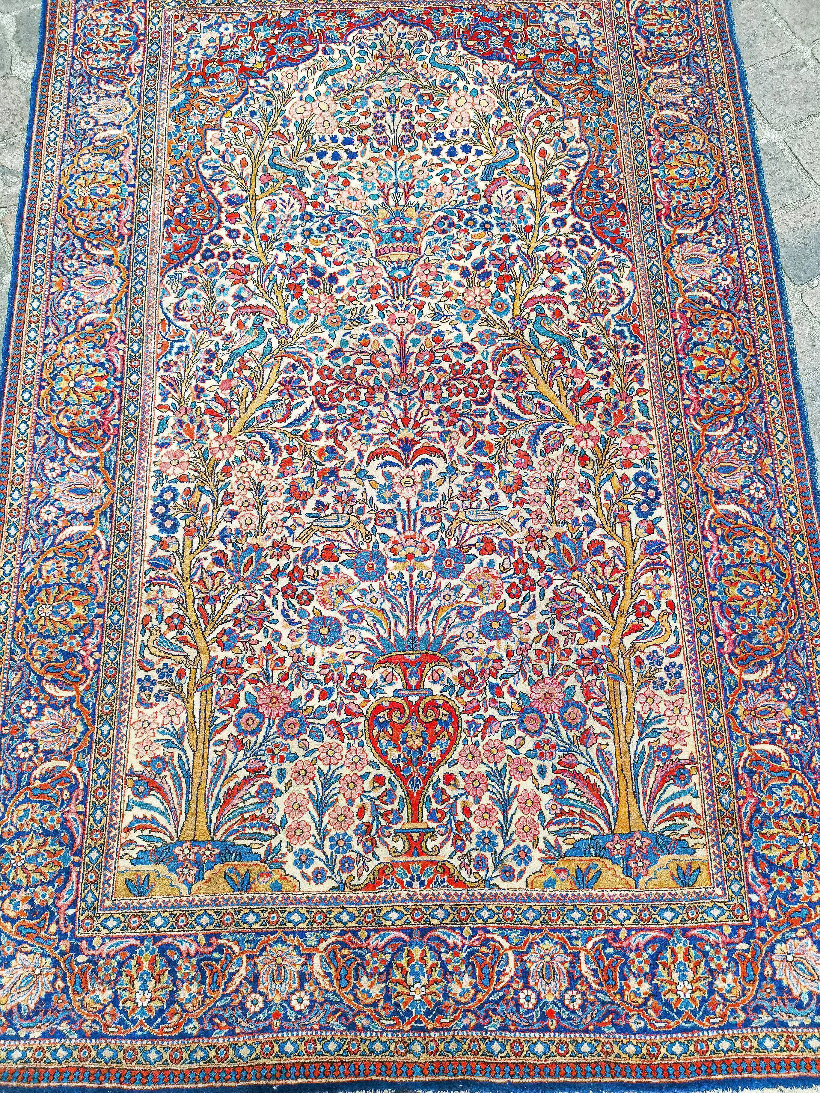 Ancient handmade Persian Oriental carpet Keshan 2. 10 x 1. 35m