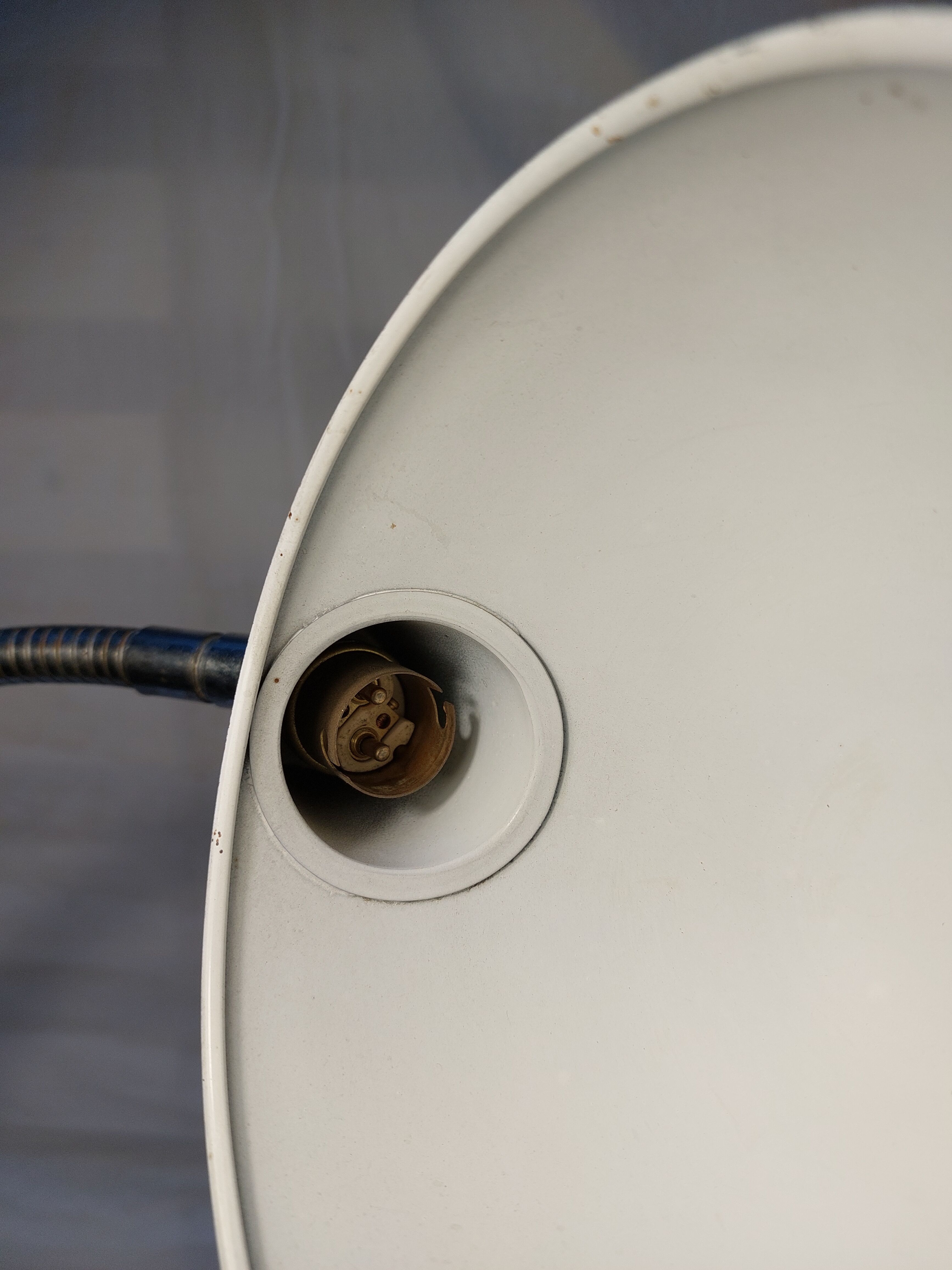 Old workshop lamp with ball reflector vice, 50s