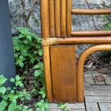 Rattan and leather headboard 140cm vintage 1970