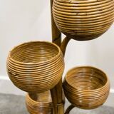 Support à plantes italien en bambou à plusieurs niveaux des années 1960, avec cinq coupes sculpturales.