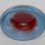 Vintage 1960s Murano Blue & Red Spot Corroso Glass Dish by Galliano Ferro