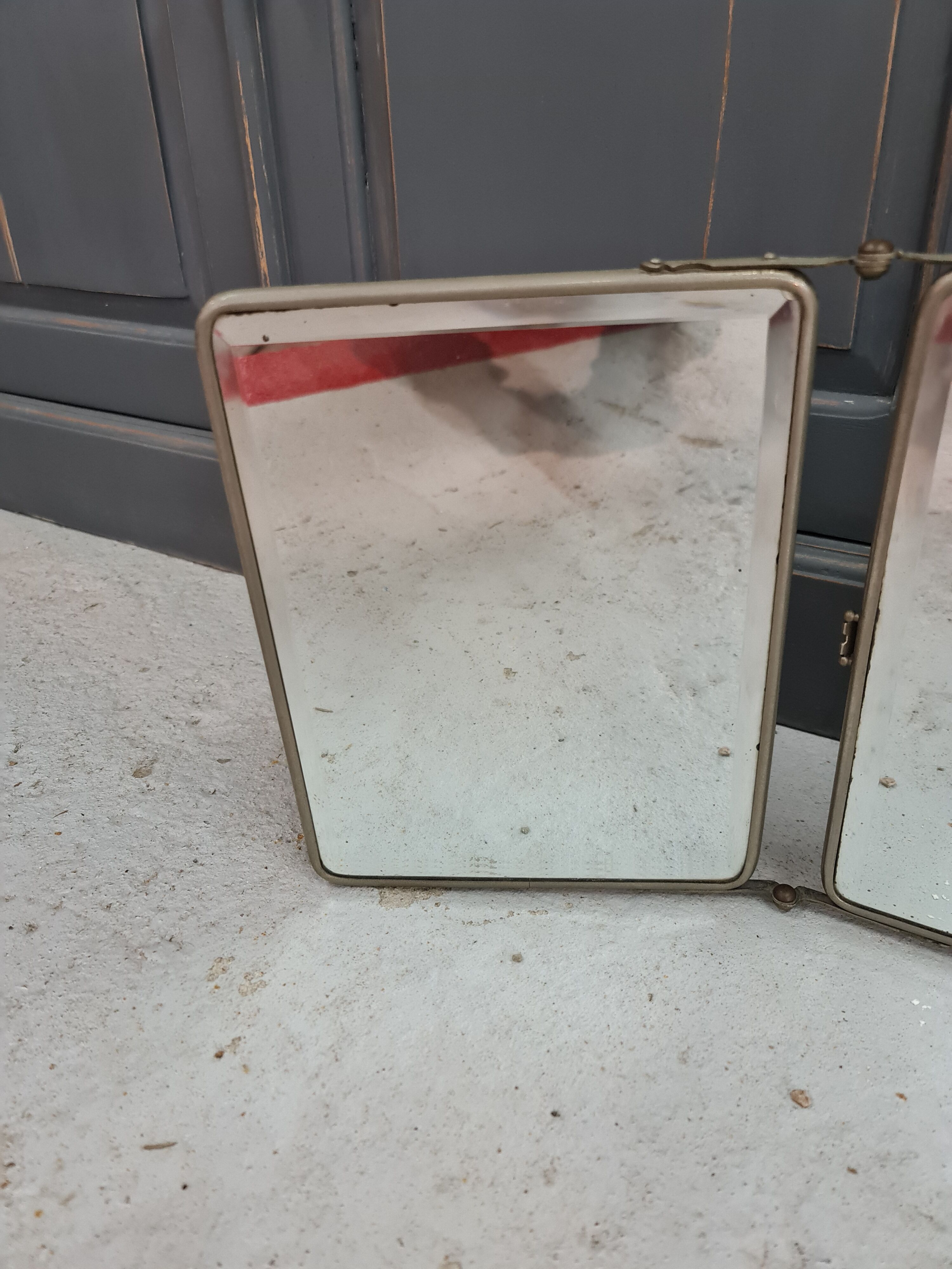Old barber triptych mirror to put or hang 19x25cm