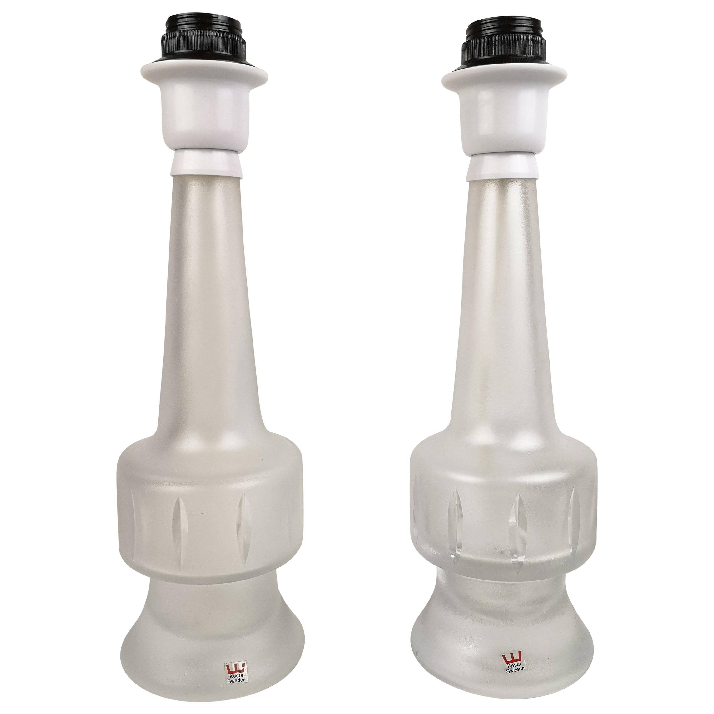 Pair of Kosta crystal table lamps, Sweden, 1960s