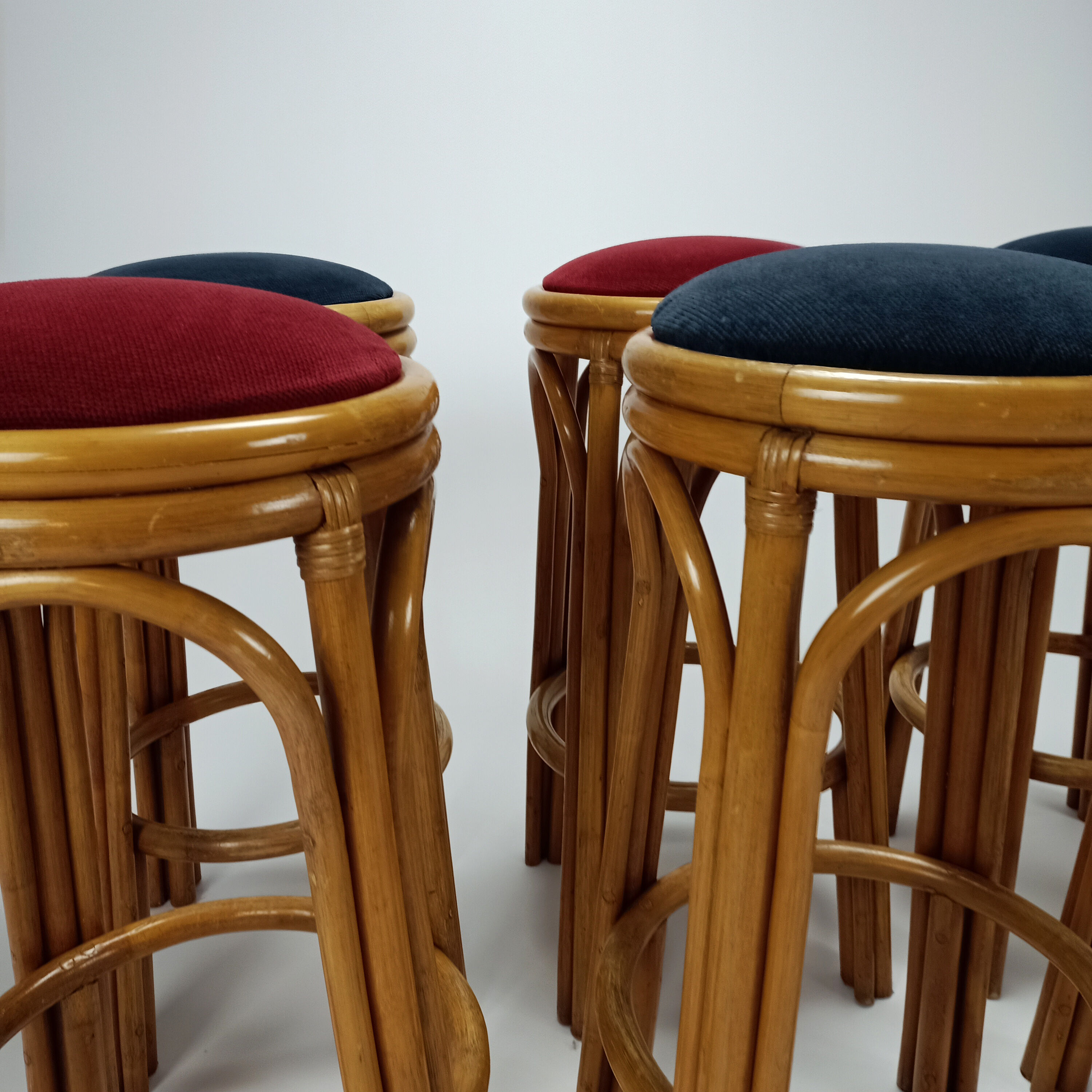 Set of 6 vintage bamboo barstools, 1960s