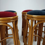 Set of 6 vintage bamboo barstools, 1960s
