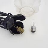 Chandelier, Art Deco suspension in wrought iron and star globe in glass paste.