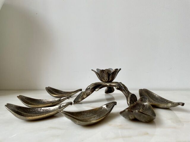 Ashtray flower 1970 silver bronze