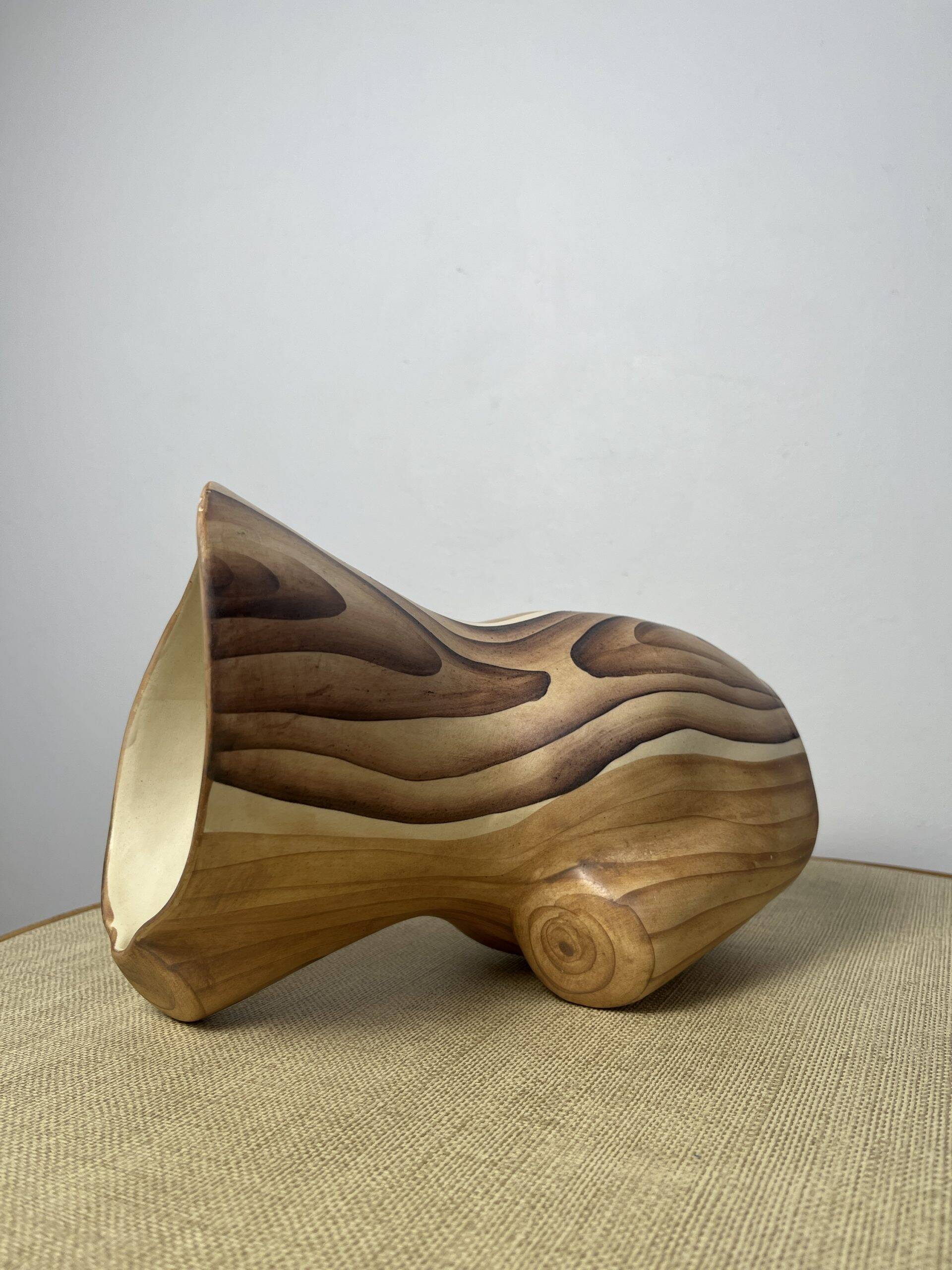 Ceramic vase in wood style by Grandjean Jourdan in Vallauris