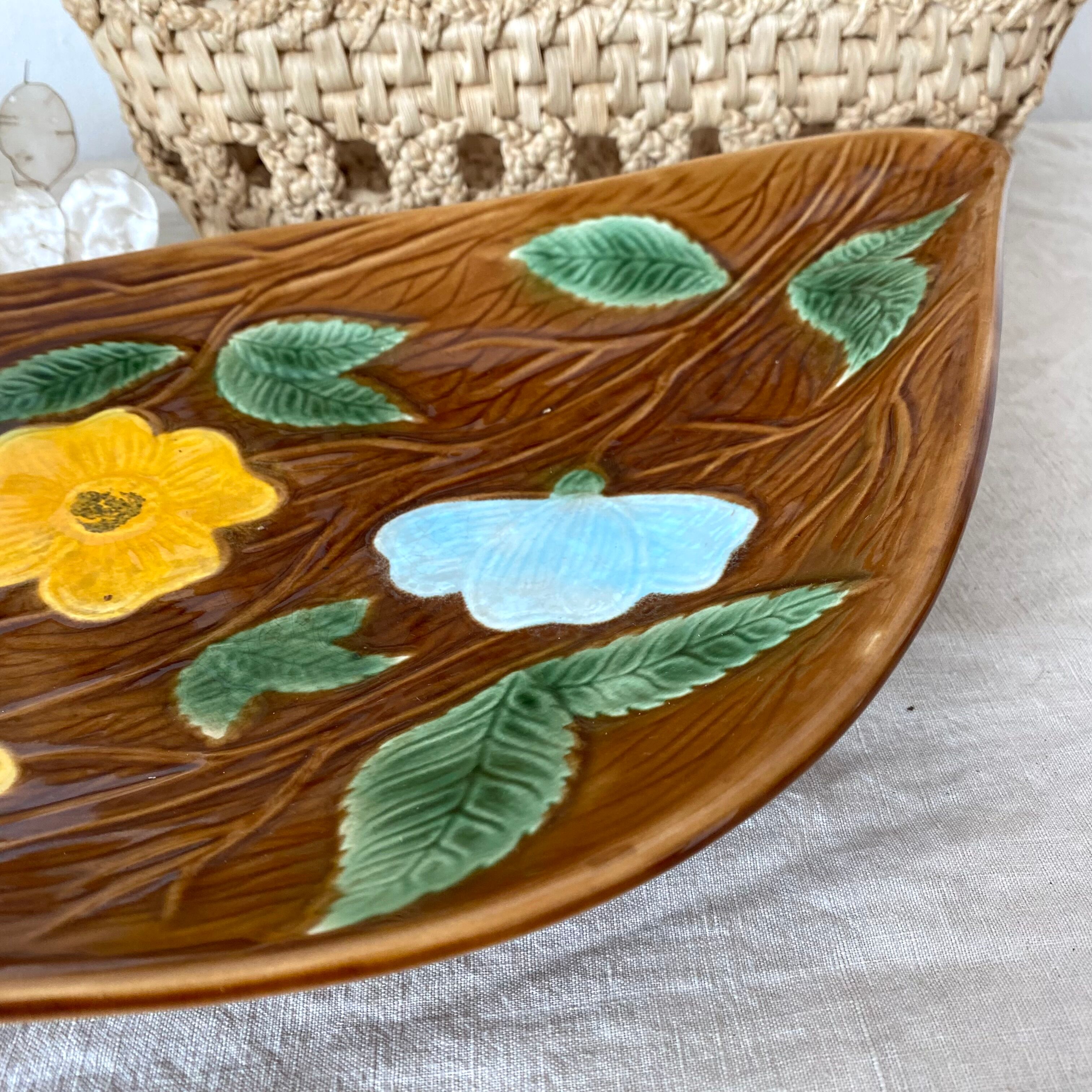 Vintage floral dish, Sarreguemines fruit bowl