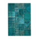 Handwoven oriental overdyed 171 cm x 244 cm turquoise patchwork rug