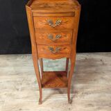 Pair of narrow louis xvi style bedside tables
