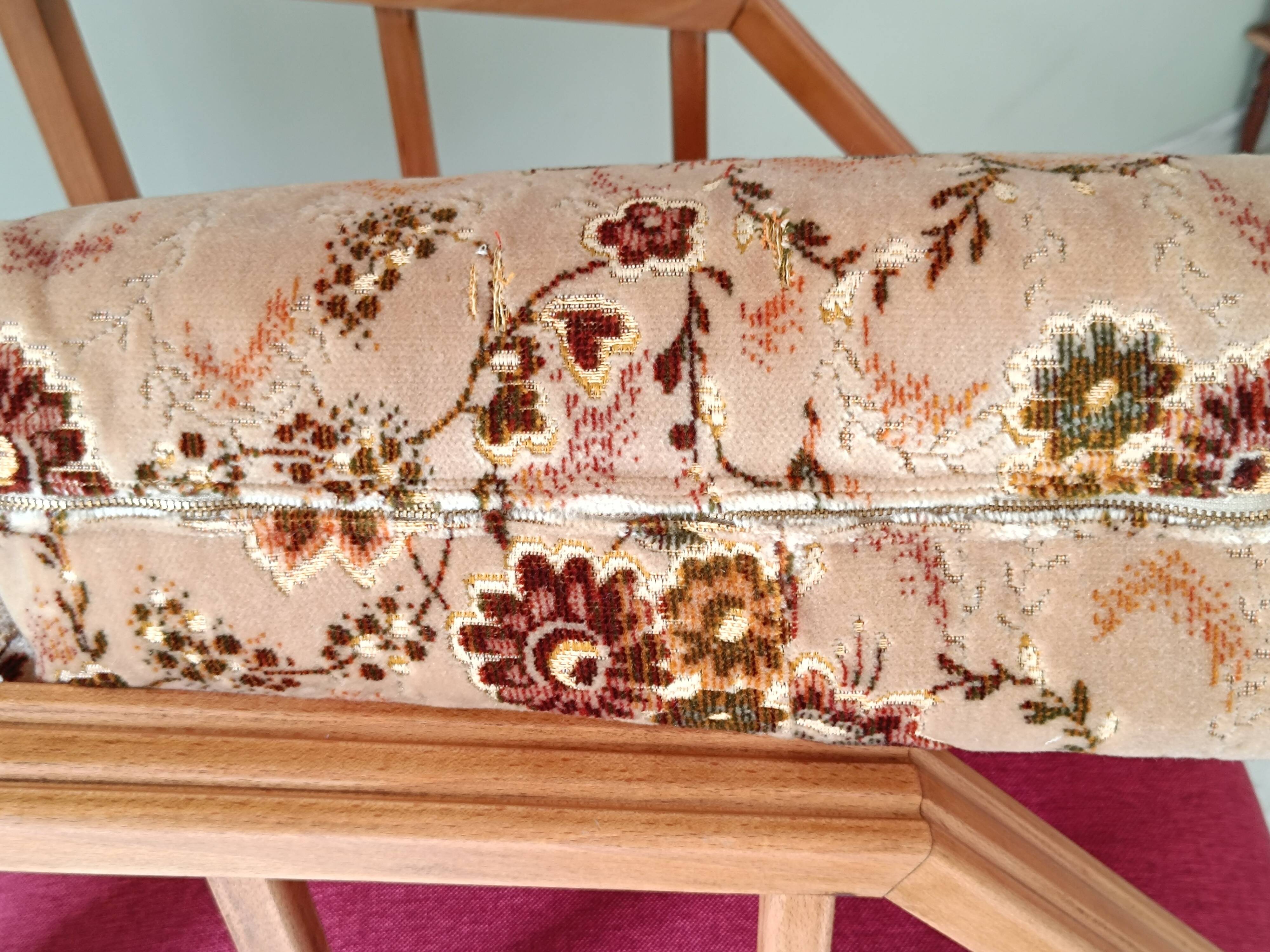 Vintage solid wood armchair and footstool