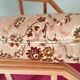 Vintage solid wood armchair and footstool