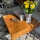 Square coffee table in elm magnifying glass 70s