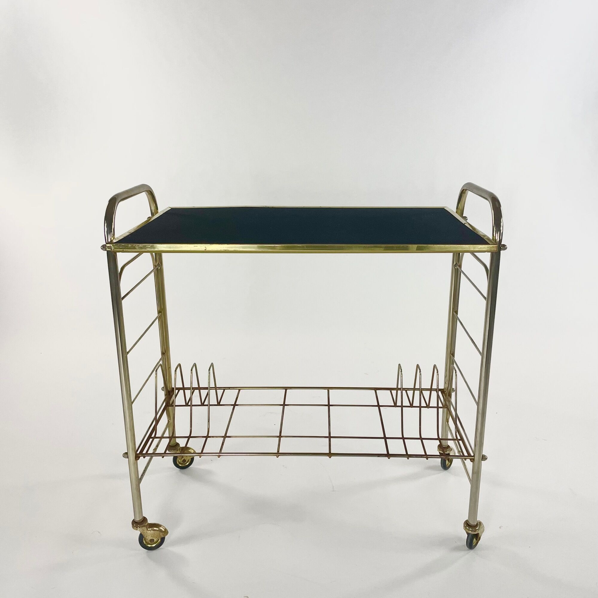 Hi_Fi furniture, brass and black velvet, circa 1970