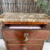 Weekly / chiffonnier, chest of drawers with 8 drawers in marquetry, marble top.