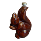 Vintage Brown Glazed Stoneware Squirrel-Shaped Bottle + Cork